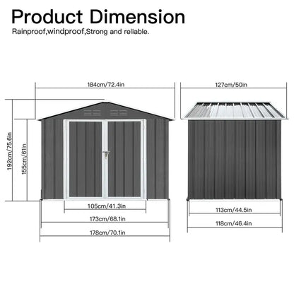 Seizeen 6  X 4  Outdoor Metal Storage Shed, Tools Storage Shed with Lockable Doors