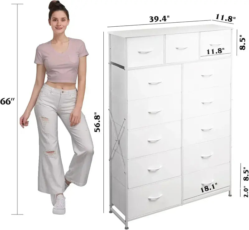 13-Bin Steel-Frame Storage Organizer  Heavy-Duty WLIVE Fabric Drawer Tower for Home & Office