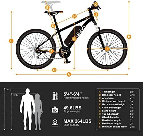 Jasion EB5 500W Electric Bike for Adults  40 Miles, 20MPH, 7-Speed, 26″ Tires, Front Suspension