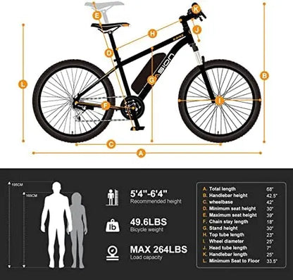 Jasion EB5 500W Electric Bike for Adults  40 Miles, 20MPH, 7-Speed, 26″ Tires, Front Suspension