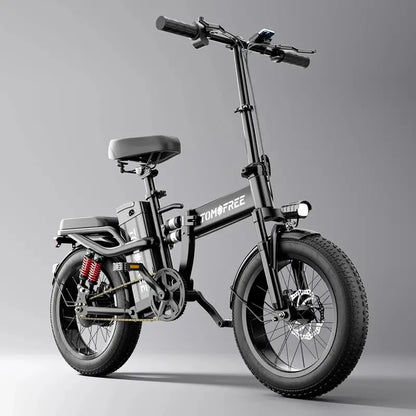 Tomofree T1 1200W Folding E-Bike  31 MPH Top Speed, 48V 20Ah Battery, 16×3″ All-Terrain Tires, LED Display & 330 lb Load Capacity