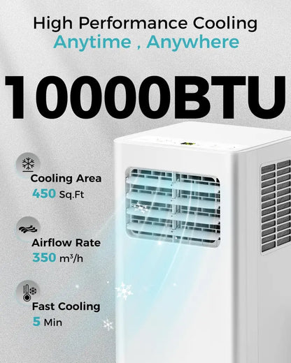 8,000 BTU Portable 3-in-1 Air Conditioner  Ultra-Quiet Cooling, Dehumidifying & Fan Modes for Spaces up to 350 sq ft, Remote & Timer Included
