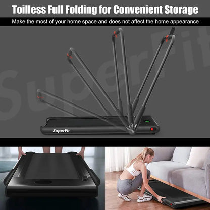 Compact Folding Under-Desk Treadmill  2.25 HP Dual-Mode Superfit Walking Machine