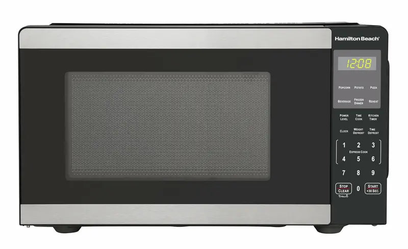 Hamilton Beach 0.9 Cu Ft 900W Stainless Steel Microwave with Auto-Cook & Child Lock