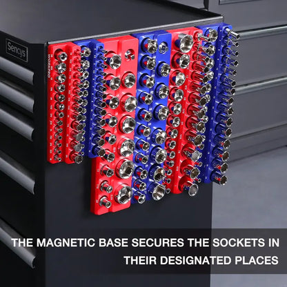 WORKPRO Magnetic Socket Organizer  6-Piece Tray System for 1/4″, 3/8″, and 1/2″ Drives, Holds 141 Standard Sizes