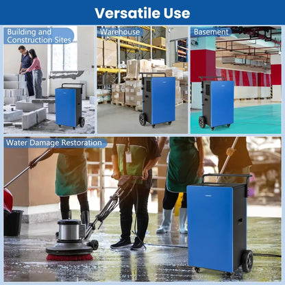 215-Pint Industrial Dehumidifier  Heavy-Duty Commercial Unit with Drain Hose & 24-Hour Timer
