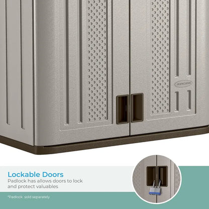 Platinum-Gold Resin Wall-Mount Garage Cabinet  4-Cubic-Foot Single-Tier Storage with Space-Saving Design
