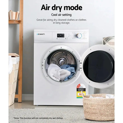 Devanti 7kg Vented Tumble Dryer  Compact White Capacity Dryer with Multiple Programs