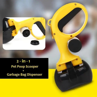 Scoopero™ 2-in-1 Pet Poop Scooper with Bag Dispenser, Ergonomic Handle, Lightweight & Portable for Dogs and Cats