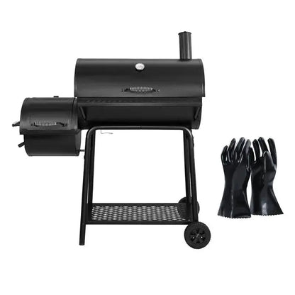 Charcoal Grill with Offset Smoker  CC1830FG + Heat-Resistant BBQ Gloves