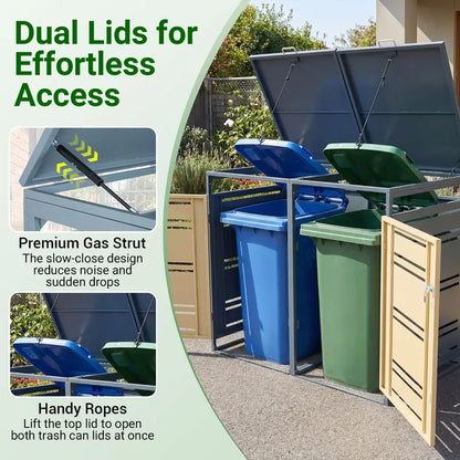 52″ x 32″ x 46″ Weather-Resistant Outdoor Trash Can Enclosure