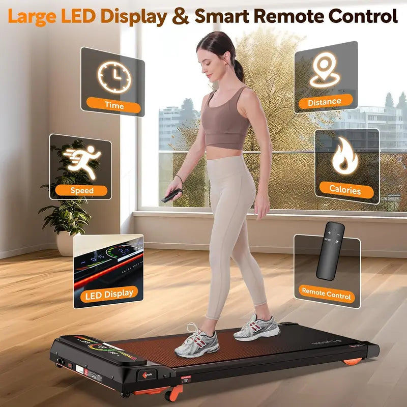 Lysole Walking Pad Treadmill  Compact Under-Desk Exercise Machine with Remote & Large LED Display