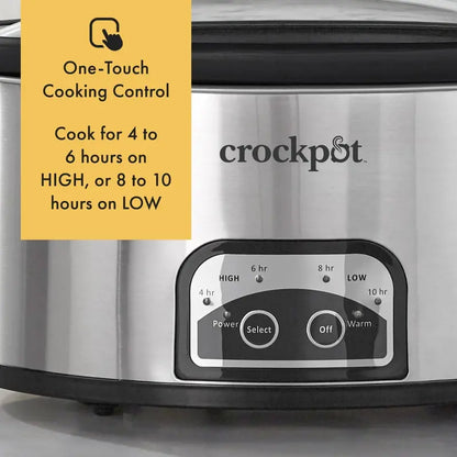 8-Quart Black Stainless Steel Slow Cooker  Auto-Warm Function & Digital Programmable Controls