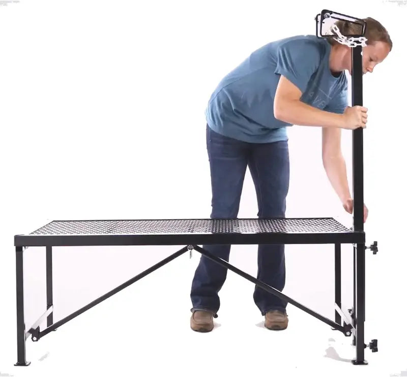 Weaver Leather Adjustable Livestock Trimming Stand  Sturdy Steel Design with Wire Headpiece for Sheep & Goats