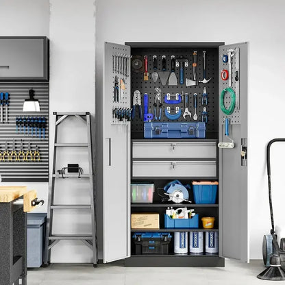Yizosh Heavy-Duty Steel Garage Cabinet with Locking Doors  Industrial Tool Storage Unit