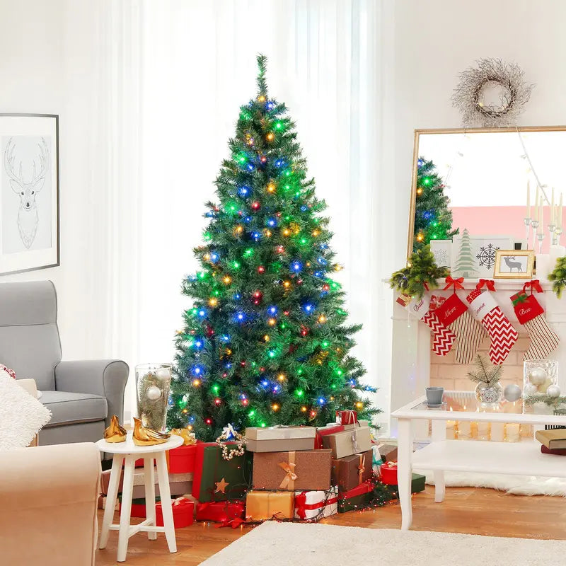 6-Foot Full-Bodied Pre-Lit Christmas Tree with 260 Multi-Color LEDs