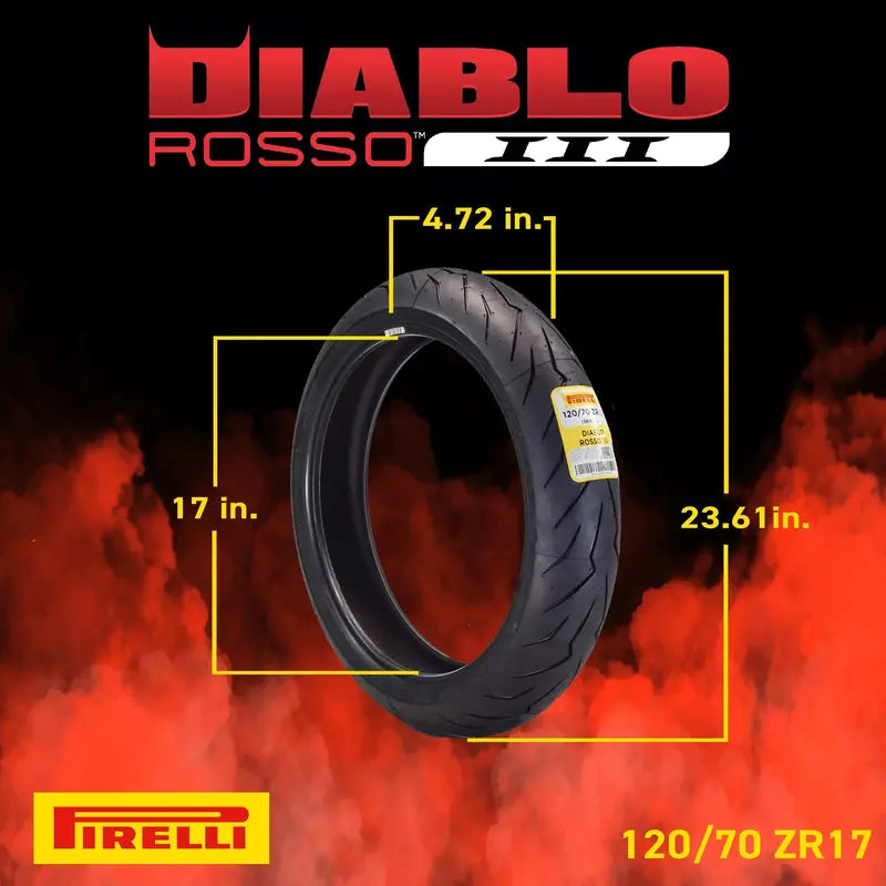 Pirelli Diablo Rosso III Motorcycle Tires  120/70ZR17 Front + 240/45ZR17 Rear with Keychain