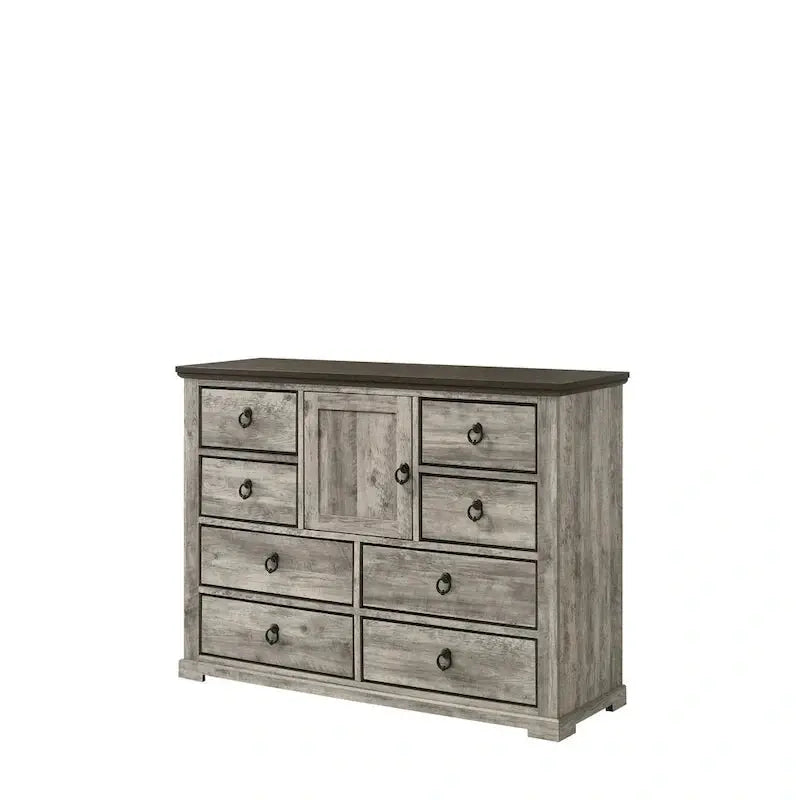 Aimon Rustic Gray Bedroom Set  5-Piece Panel Collection with Matching Furniture