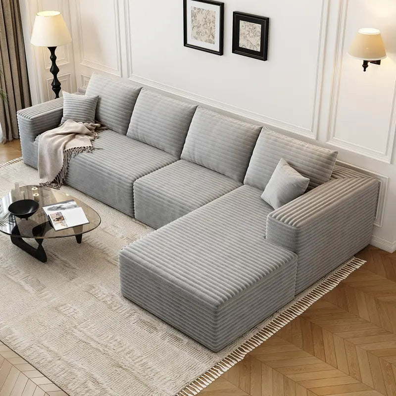 Cloud Modular L-Shaped Sectional Sofa  107.5-Inch Minimalist Corner Lounge with Deep Seating
