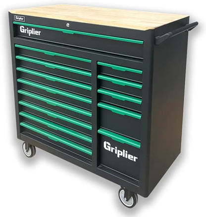 46.8″ Wide 14-Drawer Rolling Tool Chest with Integrated Wood Workbench and Heavy-Duty Brake Casters