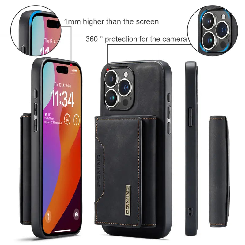 Executive Black Leather iPhone Wallet Case  Sleek, Functional & MagSafe Ready