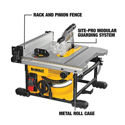 DEWALT DWE7491RS 15-Amp 8-1/4″ Compact Jobsite Table Saw with Rolling Stand