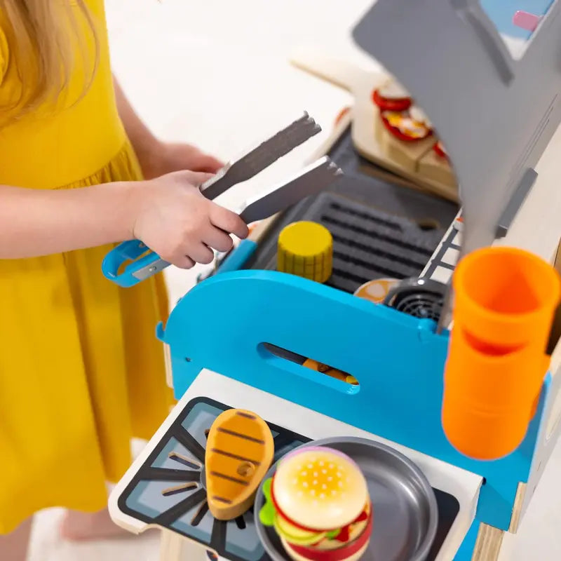 Wooden Luxury Pretend Grill & Pizza Oven Toy  Smoker-Inspired Cooking Role-Play Set