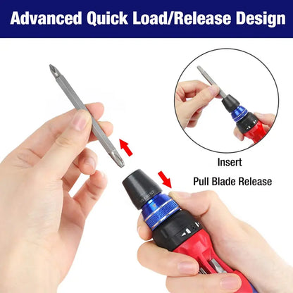 WORKPRO 12-in-1 Ratcheting Multi-Bit Screwdriver with Quick-Load Mechanism