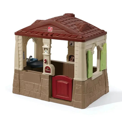 Neat   Tidy Cottage II Brown Playhouse Plastic Kids Outdoor Toy
