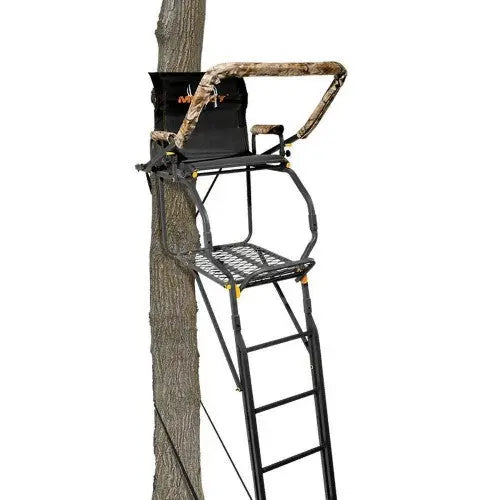 20-Foot Single-Person Tree Stand  Lightweight Aluminum Deer Hunting Ladder Stand with Safety Platform