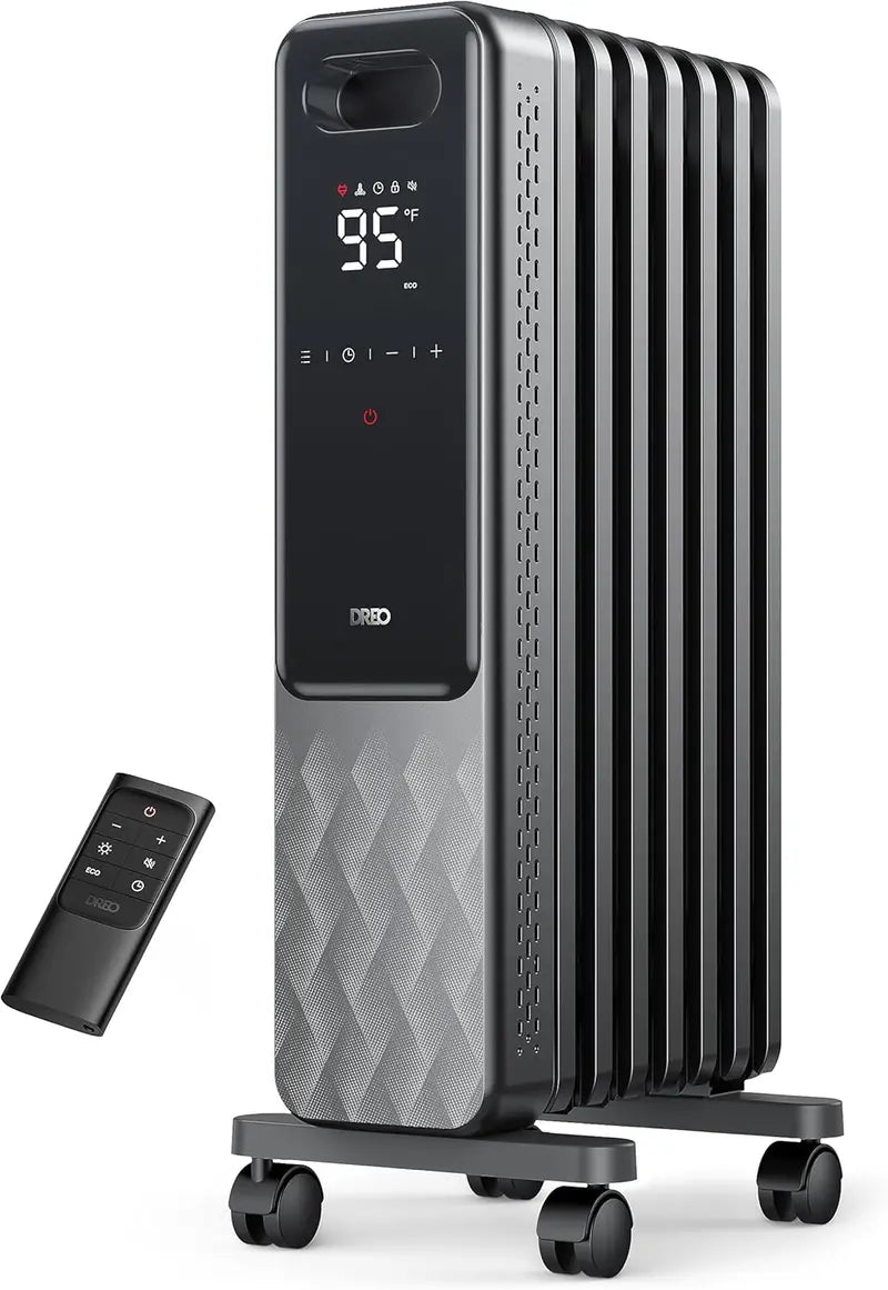 Dreo Oil-Filled Radiator Heater | 1500W Quiet Indoor Electric Heater with Remote, Child Lock, 4 Heat Modes, 24-Hour Timer, Digital Thermostat & Dual Safety Protection
