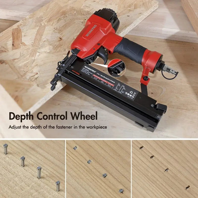 WORKPRO Dual-Function Pneumatic Brad Nailer  Includes 400 Brads & 300 Staples