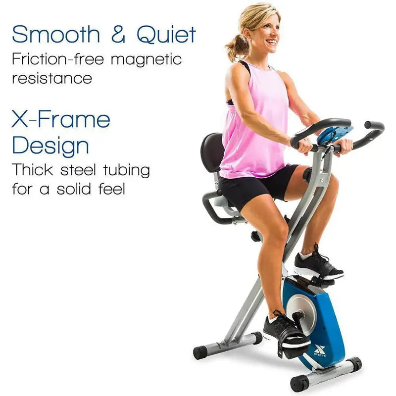 XTerra FB350 Folding Exercise Bike  Silver Indoor Cycling Machine with LCD Monitor