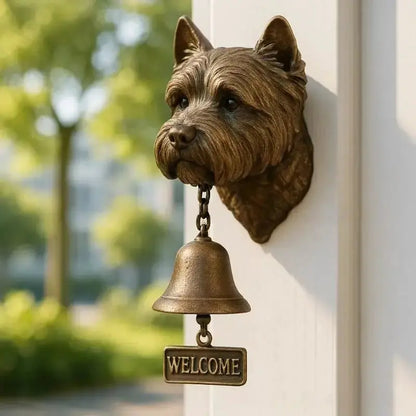 Welcome Bell Shepherd Bronze Wall Chime  Elegant Canine-Themed Entryway Accent