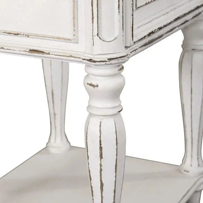 Magnolia Manor Nightstand with Antique White Finish and Classic Leg Design