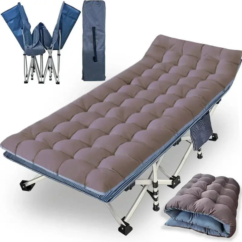 Heavy-Duty Folding Camping Cots with Built-in Mattresses  2-Piece Set for Outdoor Comfort