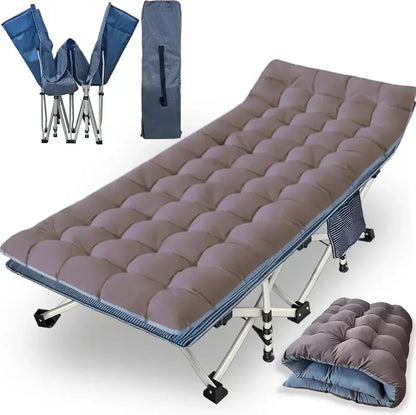 Heavy-Duty Folding Camping Cots with Built-in Mattresses  2-Piece Set for Outdoor Comfort