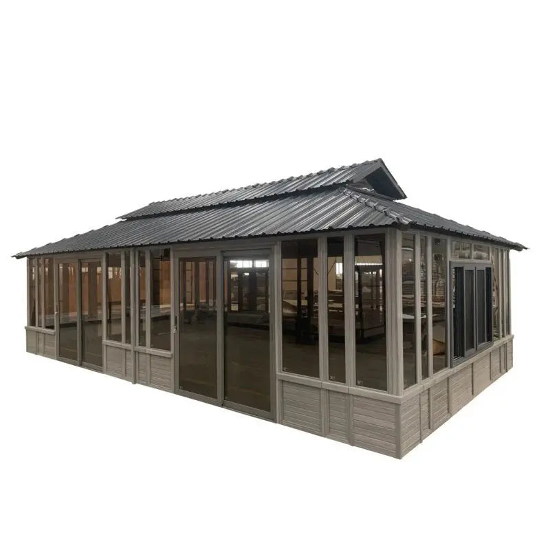 26 ft W × 15.5 ft D Solid Wood Patio Gazebo  Rustic Outdoor Garden Structure