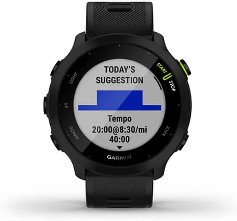 Garmin Forerunner 55 GPS Running Watch  Heart Rate Tracking, PacePro Guidance, 2-Week Battery Life
