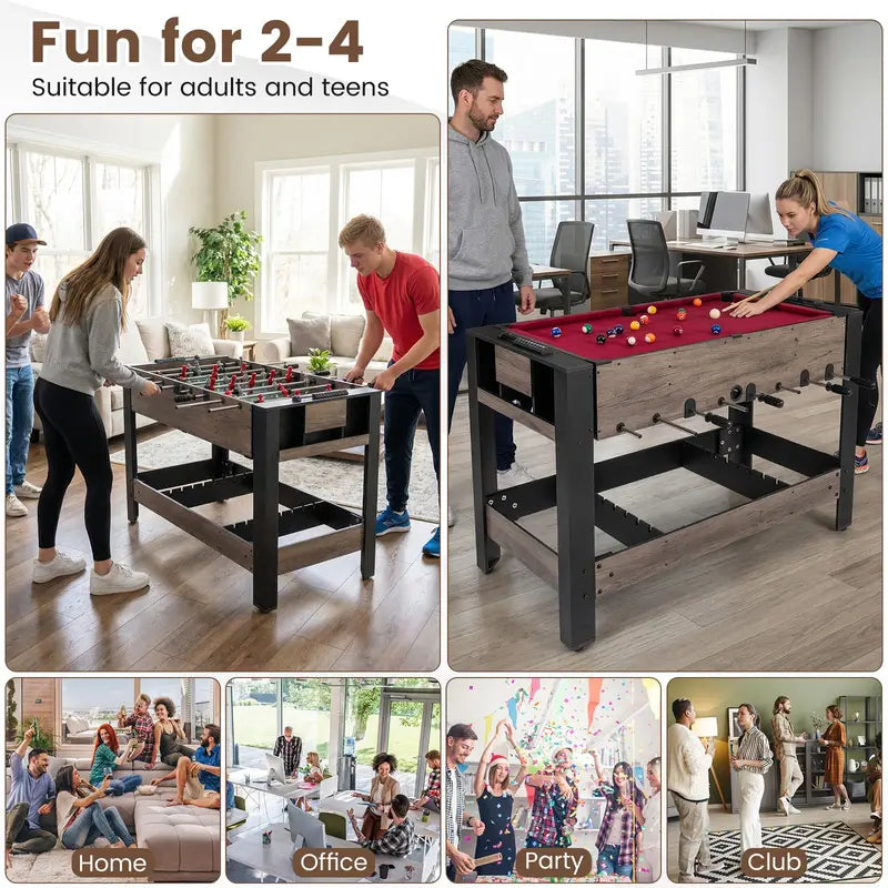 Swivel 3-in-1 Game Table Featuring Foosball, Pool, and Table Tennis Surfaces
