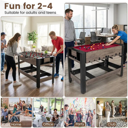 Swivel 3-in-1 Game Table Featuring Foosball, Pool, and Table Tennis Surfaces