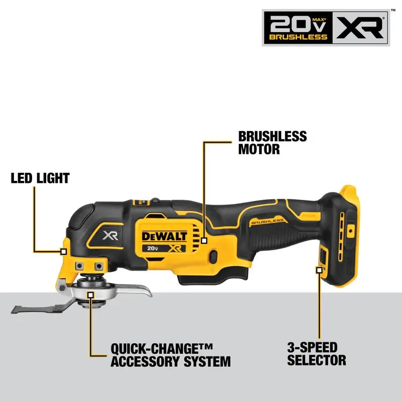 DEWALT 20V Max XR Oscillating Multi Tool Brushless Cordless 3 Speed Bare Tool