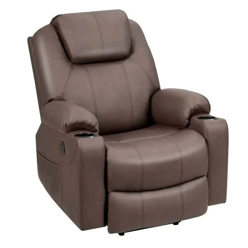 Electric Power Lift Recliner Sofa  Leather Massage Chair with Lumbar Heat, Vibrating Nodes, Cup Holder & USB Charging Port