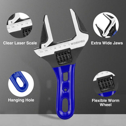 WORKPRO 6-Inch Stubby Adjustable Wrench — 1.5″ Wide Jaw, Dual Metric/SAE Scale Markings
