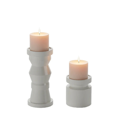 Set de 2 bougeoirs en bois design coloris cr me Antalya