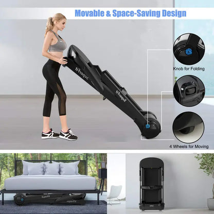 Portable Folding Electric Treadmill  Compact Superfit Treadmill for Small Spaces