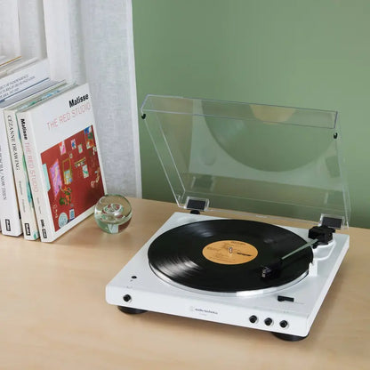 Audio-Technica AT-LP60XBT Wireless Bluetooth Turntable  White Wood Finish