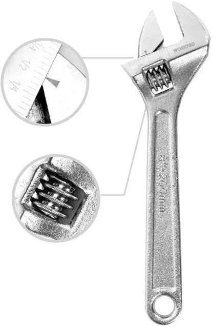 WORKPRO 4-Piece Forged, Heat-Treated Adjustable Wrench Set