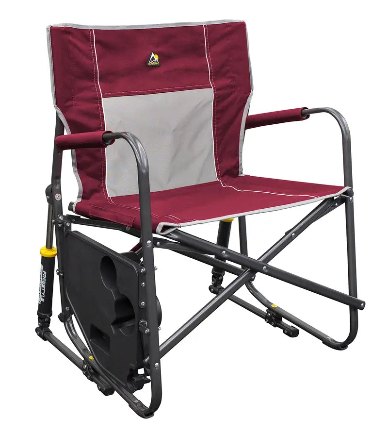 GCI Outdoor Freestyle Rocker XL Folding Rocking Chair  Portable Camping Chair with Side Table, 250 lb Capacity