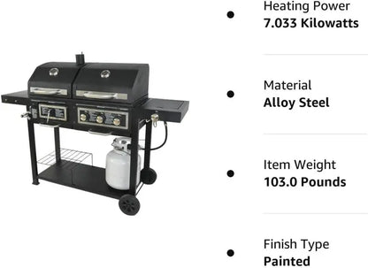 Dual-Fuel Outdoor Grill  Charcoal & Gas Combo Cooking System for Versatile Backyard Barbecues